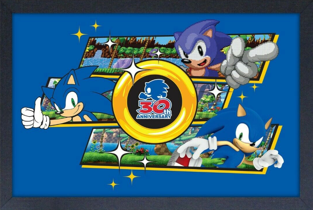 Sonic 30th Anniversary 3 Panels Framed