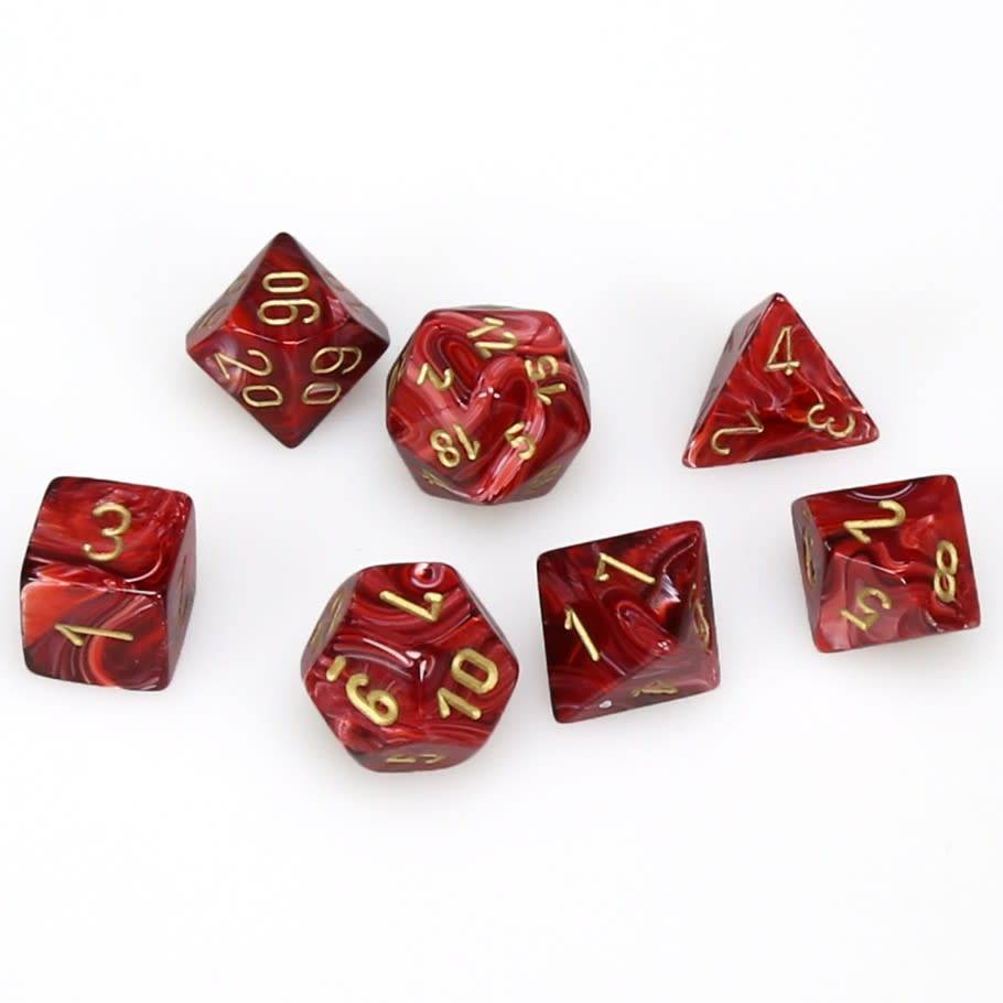 Dice - Vortex: 7pc Burgundy/Gold