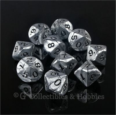Dice - D10 Tube (Pearlized Gray)