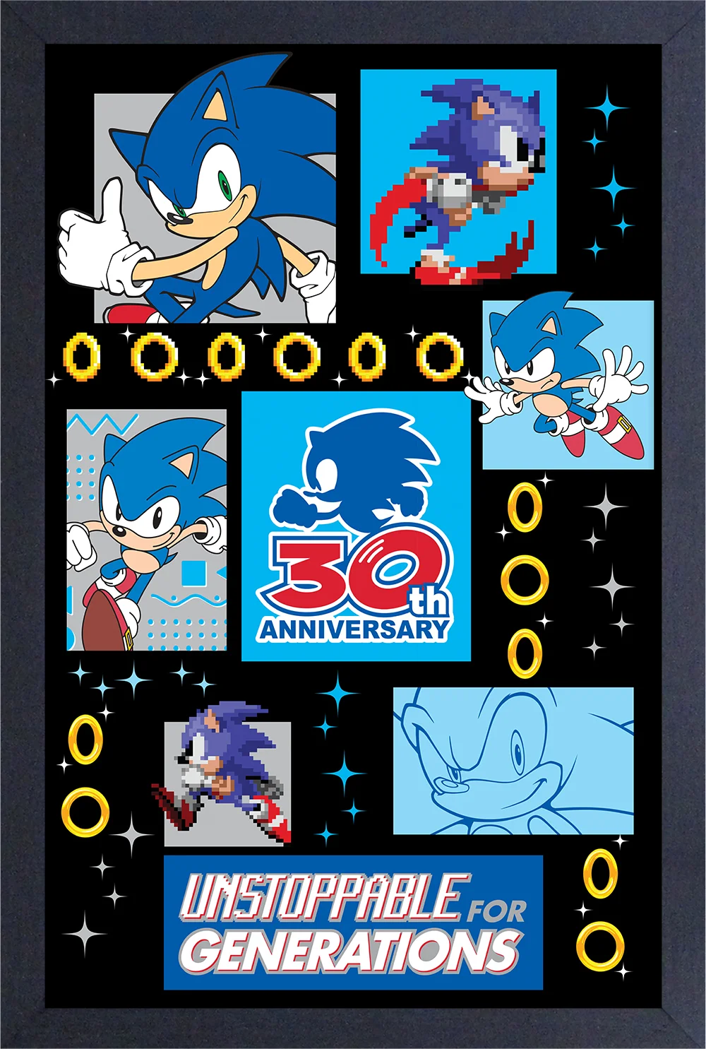 Sonic 30th Anniversary Unstoppable Framed