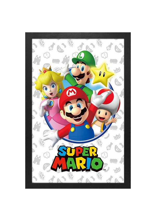 Super Mario Character Greeting Framed